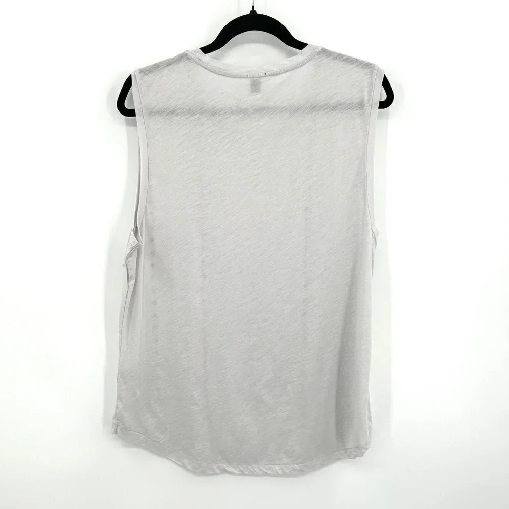 J. CREW *FLAWED* Light Gray Sequin Beaded Burnout Tank Top Shirt Size Large